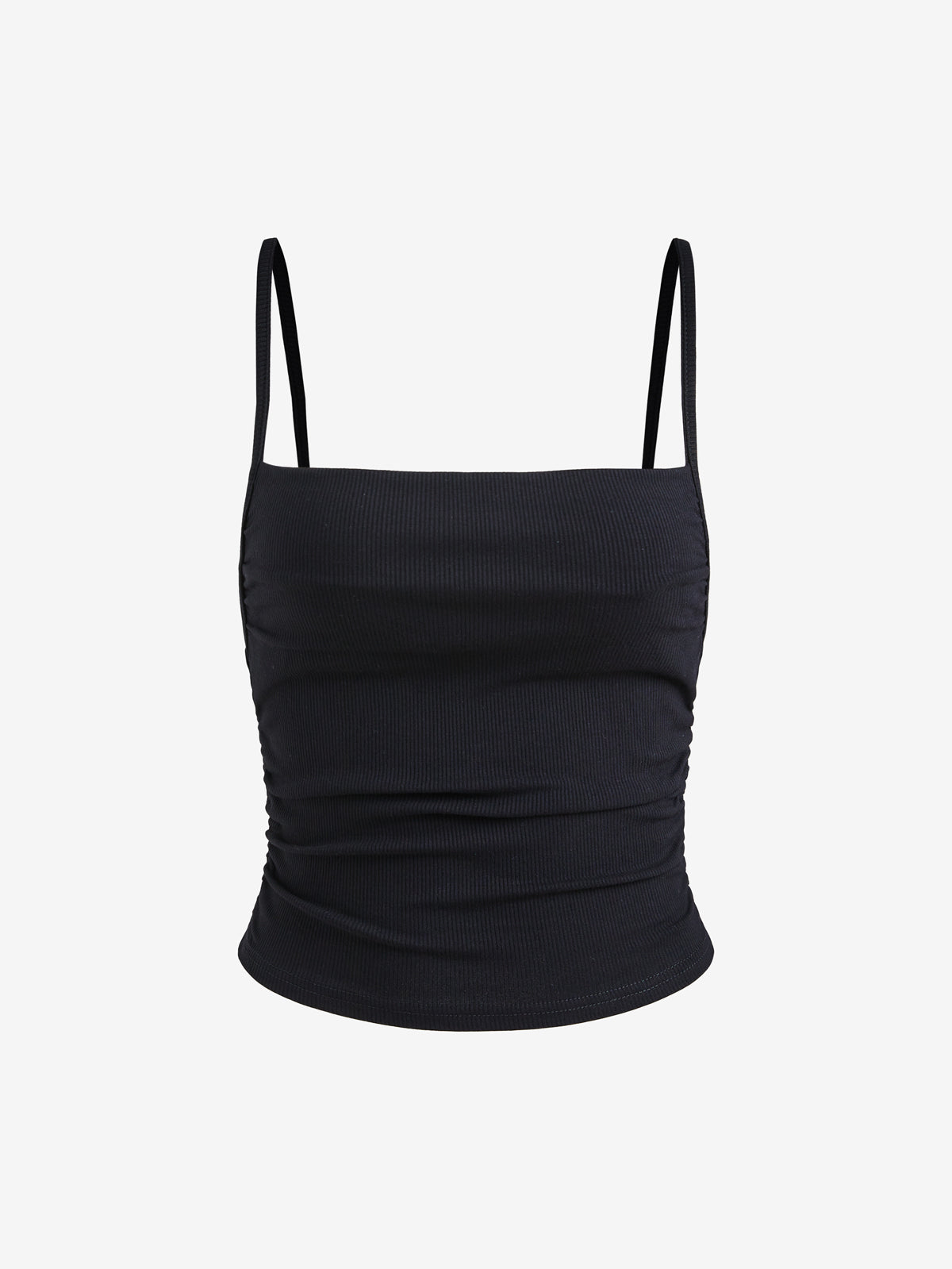 Solid Color Pleated Backless Slim Cami Top