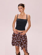 Solid Color Pleated Backless Slim Cami Top