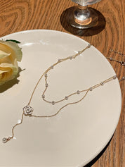 Double Layered Pearl Camellia Decor Necklace