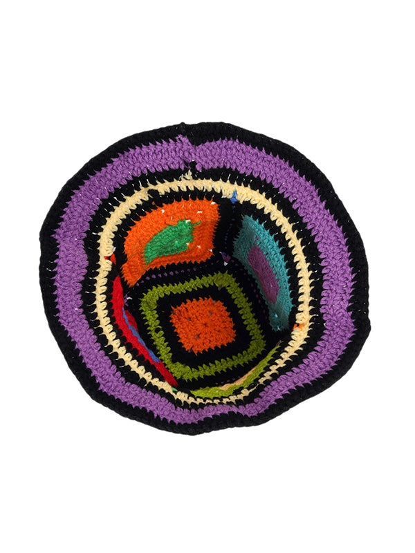 Contrast Color Square Design Knitted Hat