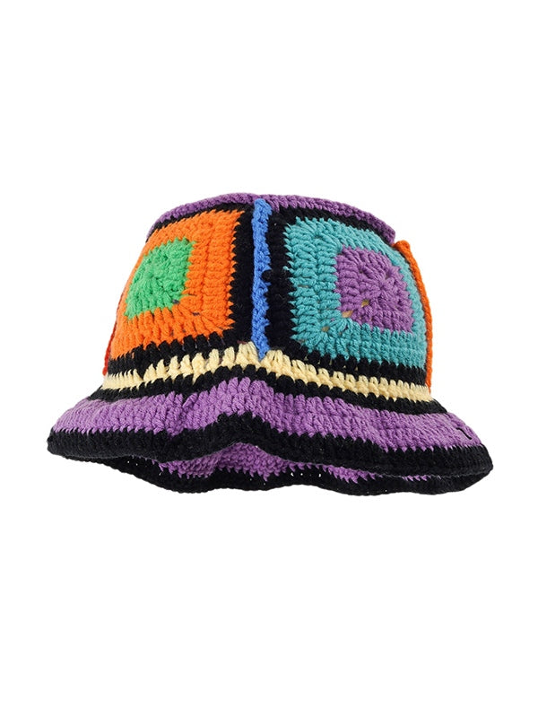 Contrast Color Square Design Knitted Hat