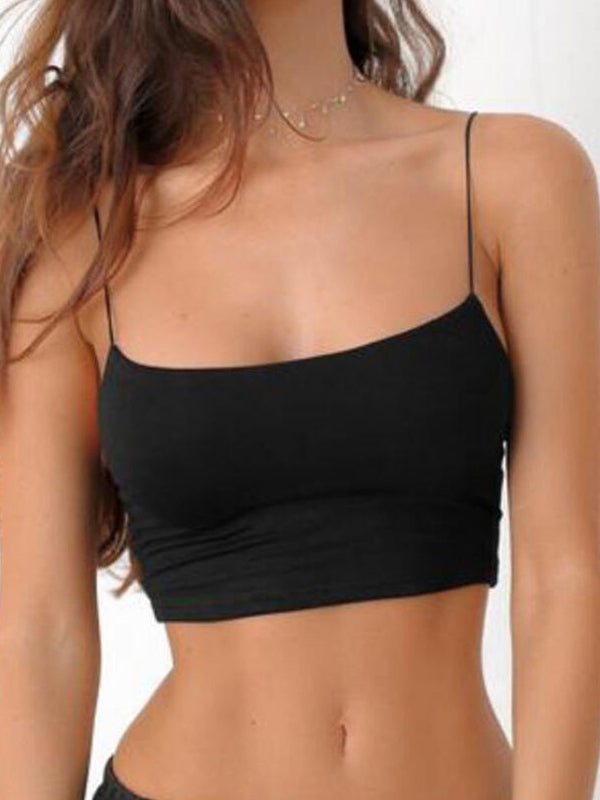 Short Solid Color Slim Crop Cami Top