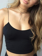 Short Solid Color Slim Crop Cami Top