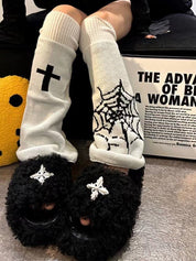 Reversible Cross Spider Web Print Leg Warmer