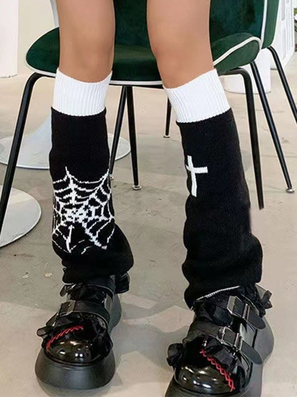 Reversible Cross Spider Web Print Leg Warmer