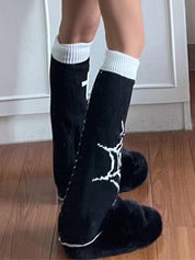 Reversible Cross Spider Web Print Leg Warmer