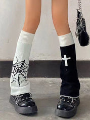 Reversible Cross Spider Web Print Leg Warmer