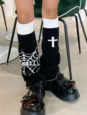 Reversible Cross Spider Web Print Leg Warmer