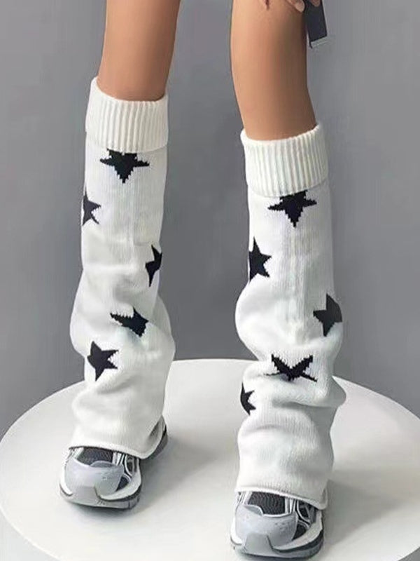 Contrast Color Star Print Leg Warmer