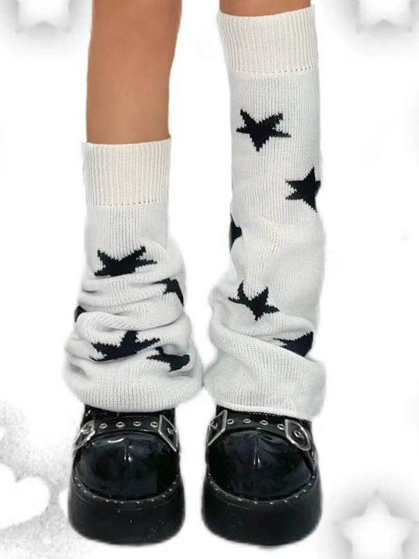 Contrast Color Star Print Leg Warmer