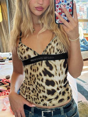 Leopard Print V Neck Cami Top