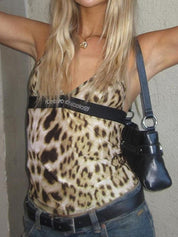 Leopard Print V Neck Cami Top