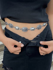 Engraved Geometric Design Chain Belt