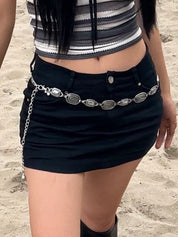Engraved Geometric Design Chain Belt