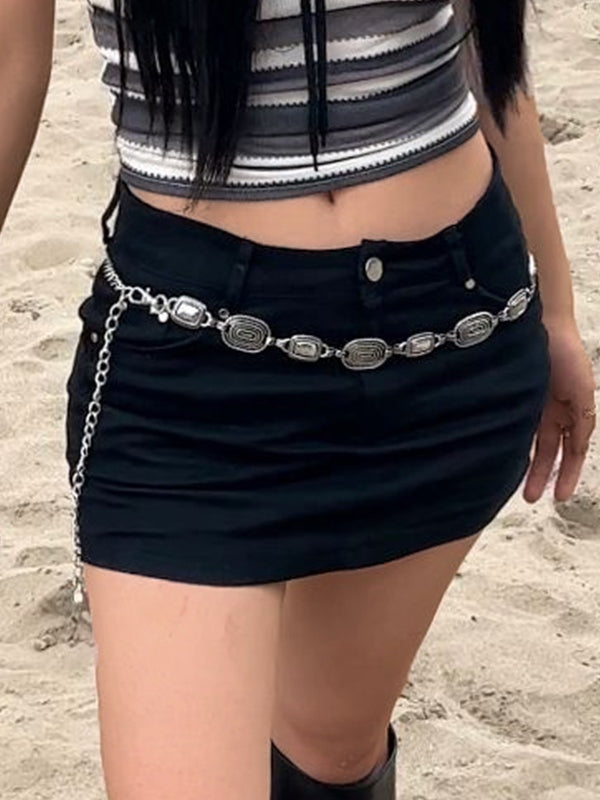 Engraved Geometric Design Chain Belt