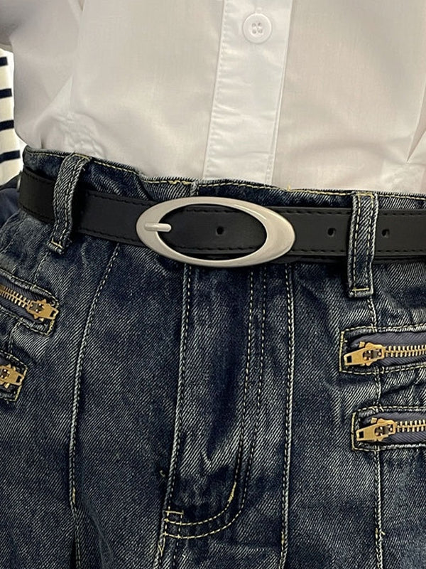 Metal Moon Decor Buckle Belt