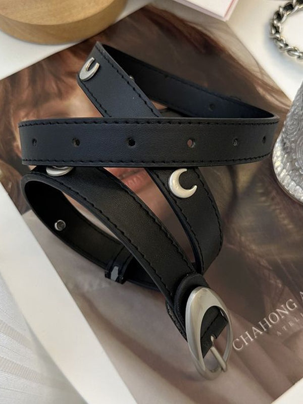 Metal Moon Decor Buckle Belt