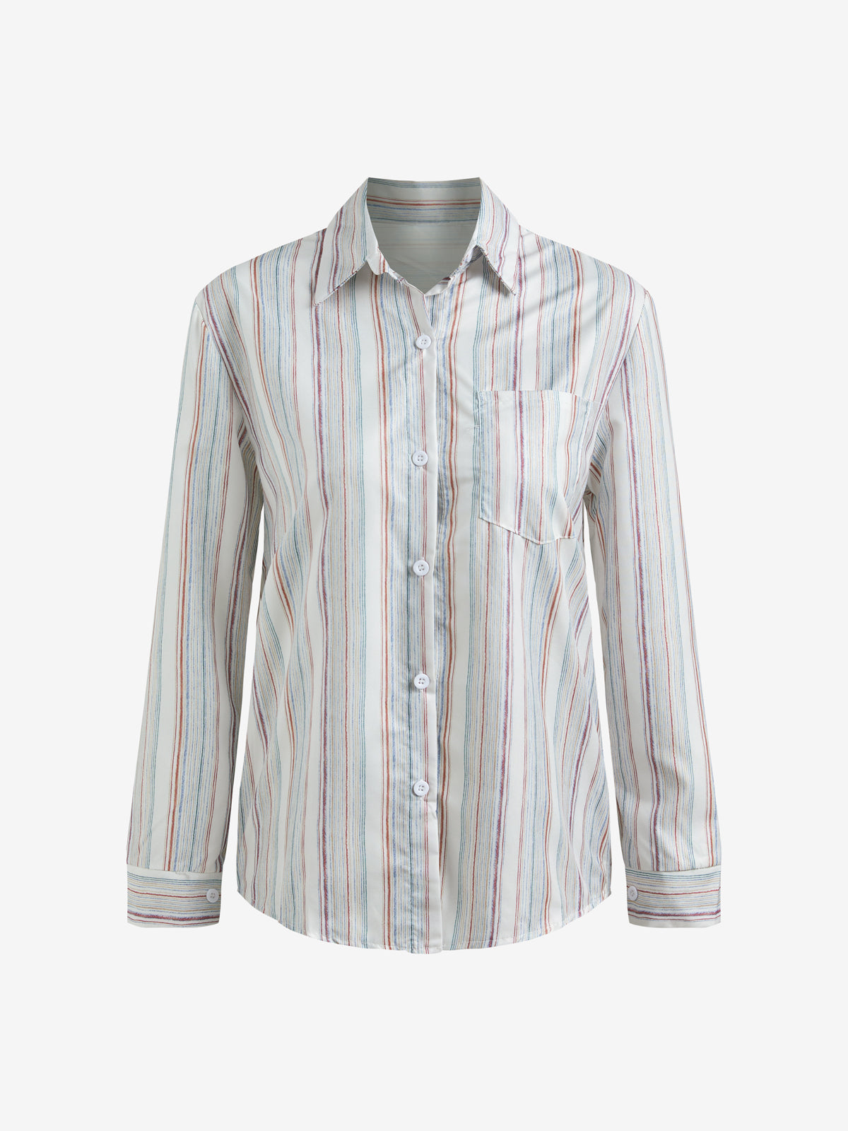 Colorful Stripe Print Button Up Long Sleeve Shirt