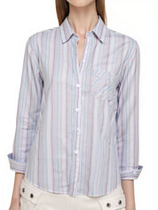 Colorful Stripe Print Button Up Long Sleeve Shirt