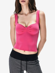 Low Cut Sleeveless Sweetheart Neck Cropped Tank Top