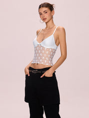 Lace V Neck Backless Slim Cami Top