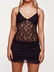 Lace V Neck Backless Slim Cami Top