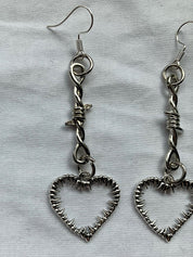 Thorn Heart Cutout Charm Stud Earring