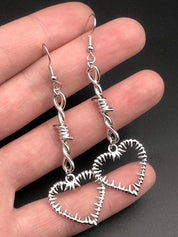 Thorn Heart Cutout Charm Stud Earring