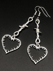 Thorn Heart Cutout Charm Stud Earring