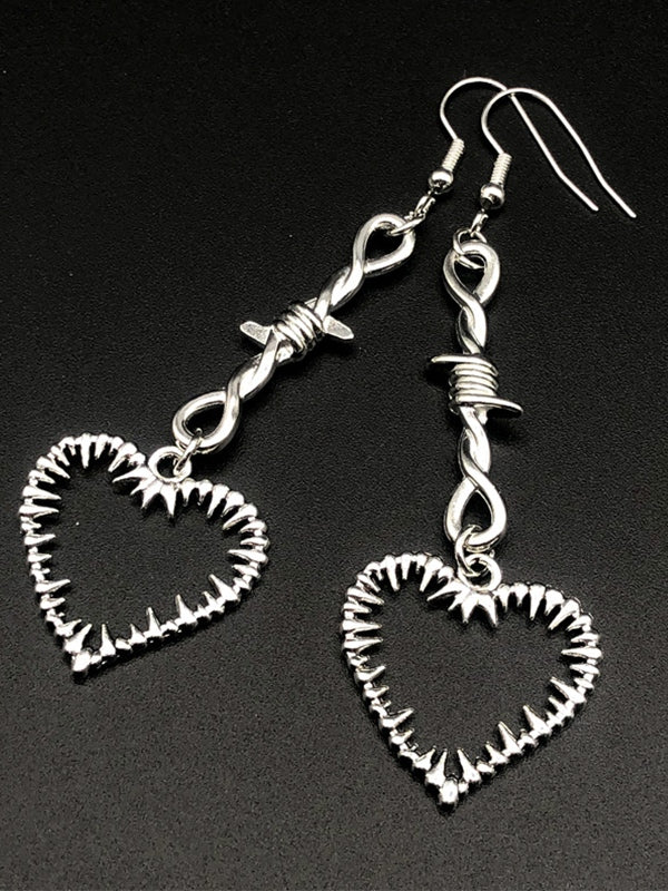 Thorn Heart Cutout Charm Stud Earring