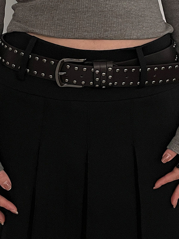 Versatile Rivet Decor Buckle Belt