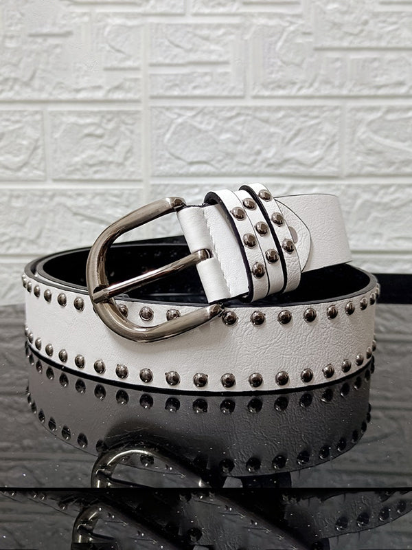 Versatile Rivet Decor Buckle Belt