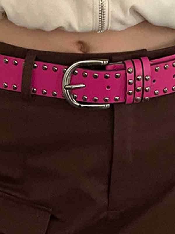 Versatile Rivet Decor Buckle Belt