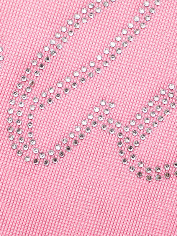 Letter Rhinestone Print Crop Tank Top