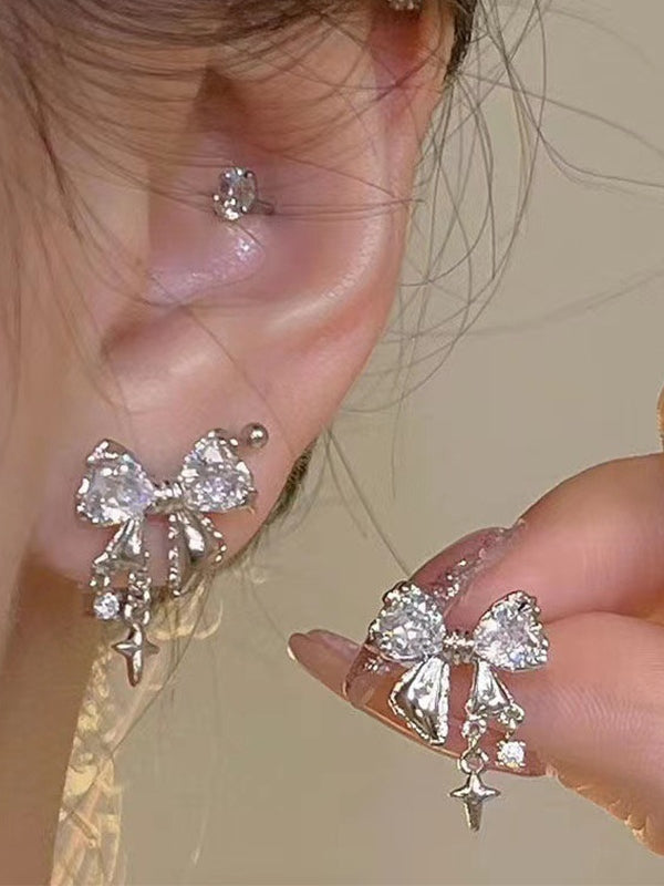 Glittering Bow Styling Stud Earring
