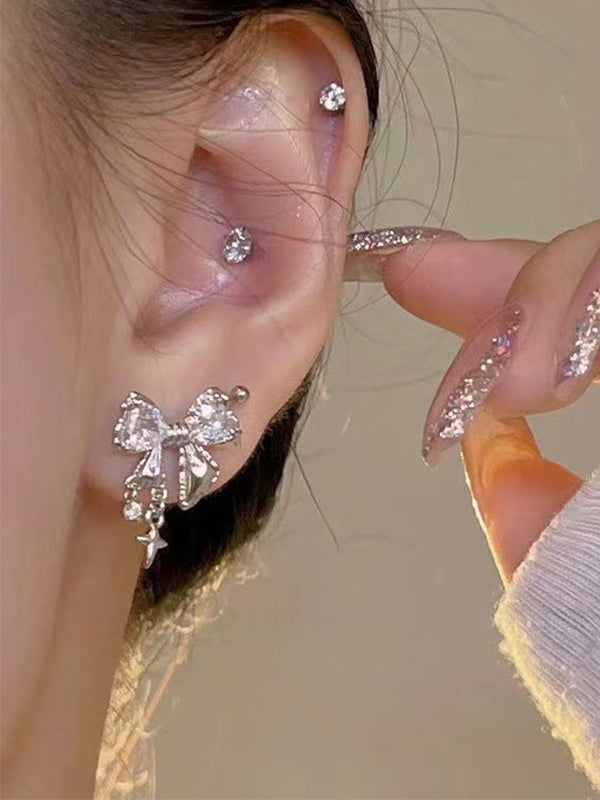 Glittering Bow Styling Stud Earring