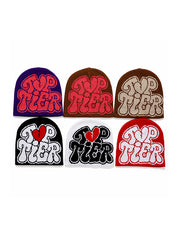 Contrast Color Letter Print Beanie Hat