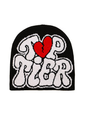 Contrast Color Letter Print Beanie Hat