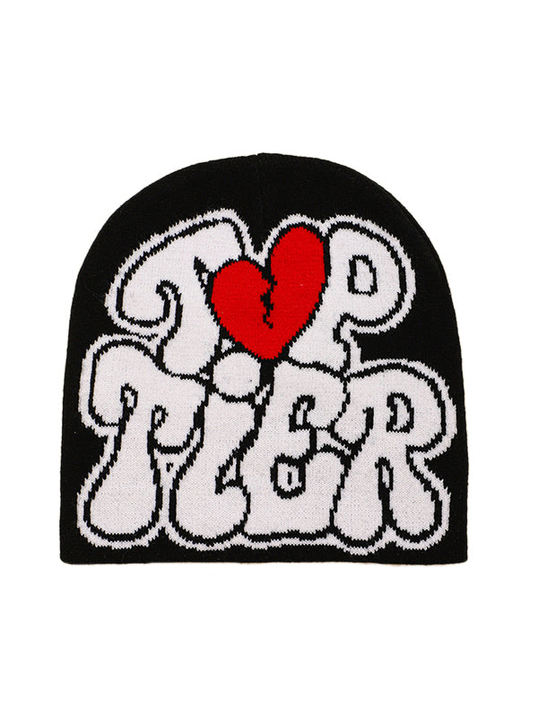 Contrast Color Letter Print Beanie Hat