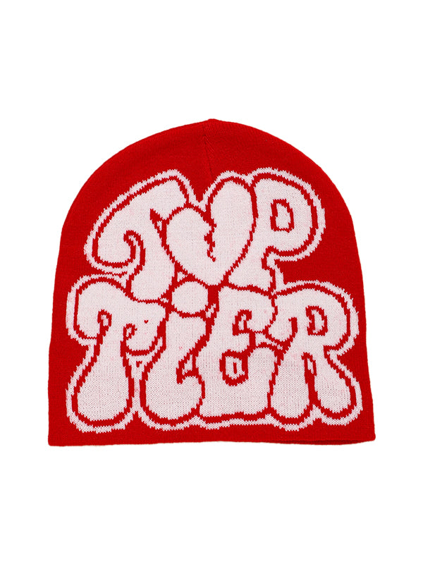 Contrast Color Letter Print Beanie Hat