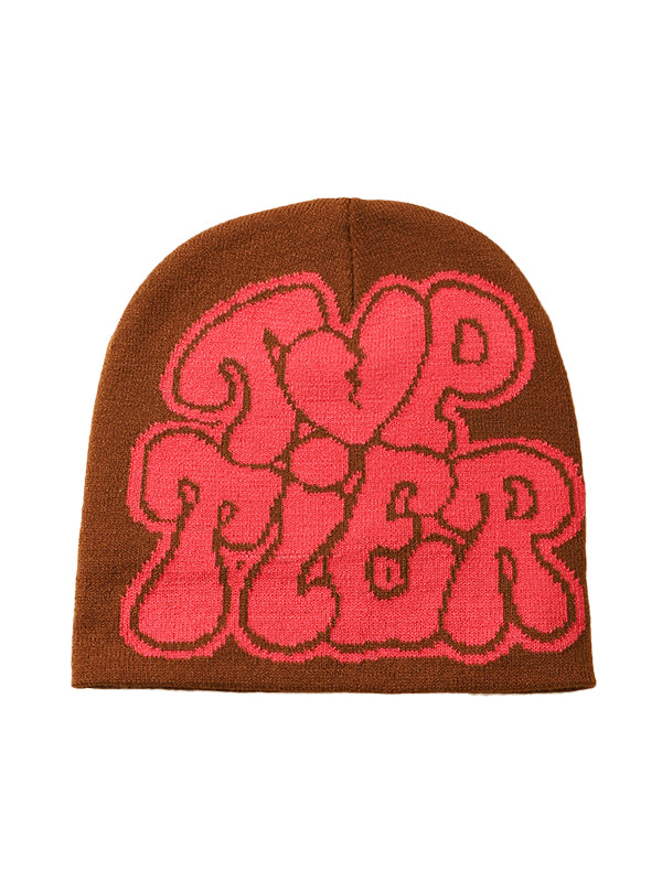 Contrast Color Letter Print Beanie Hat