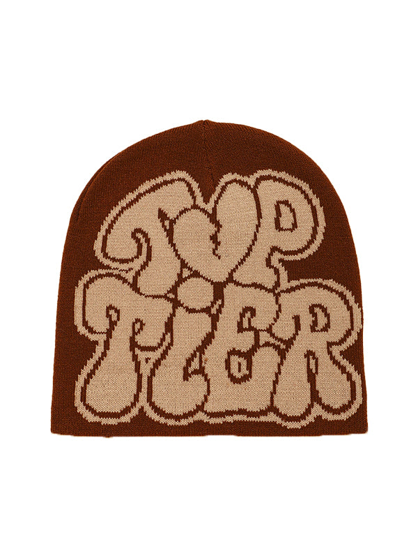 Contrast Color Letter Print Beanie Hat