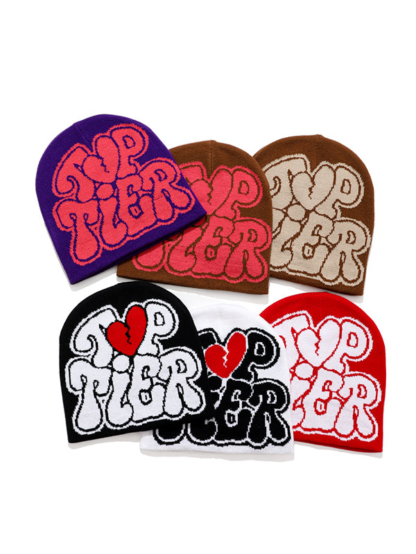 Contrast Color Letter Print Beanie Hat