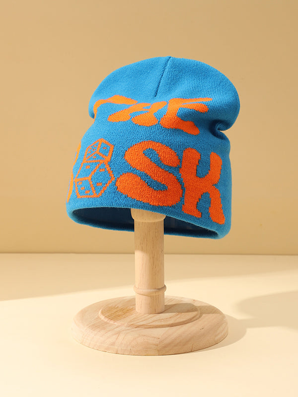Contrast Color Letter Dice Print Beanie Hat