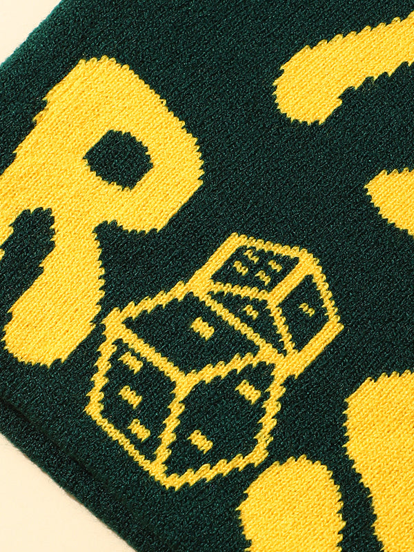 Contrast Color Letter Dice Print Beanie Hat