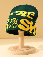 Contrast Color Letter Dice Print Beanie Hat