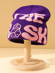 Contrast Color Letter Dice Print Beanie Hat