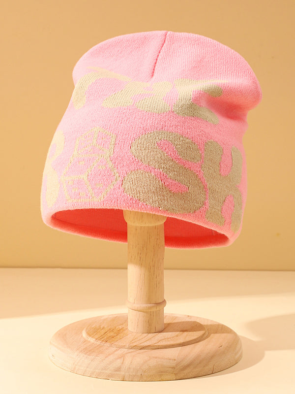 Contrast Color Letter Dice Print Beanie Hat