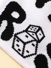 Contrast Color Letter Dice Print Beanie Hat