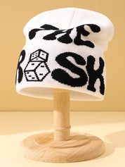Contrast Color Letter Dice Print Beanie Hat